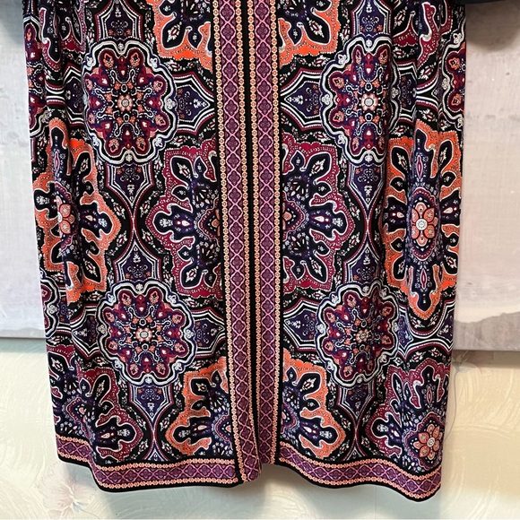 WISP Midi Shift Dress Liquid Knit Size 14W Paisley BOHO Keyhole‎ Neck 3/4 Sleeve - Picture 4 of 16